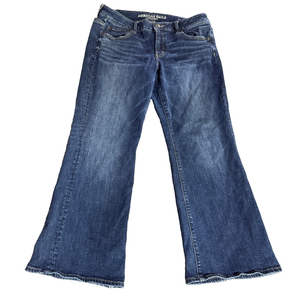 American Eagle Favorite Boyfriend Jeans Womens 14 Short Blue Stretch Denim